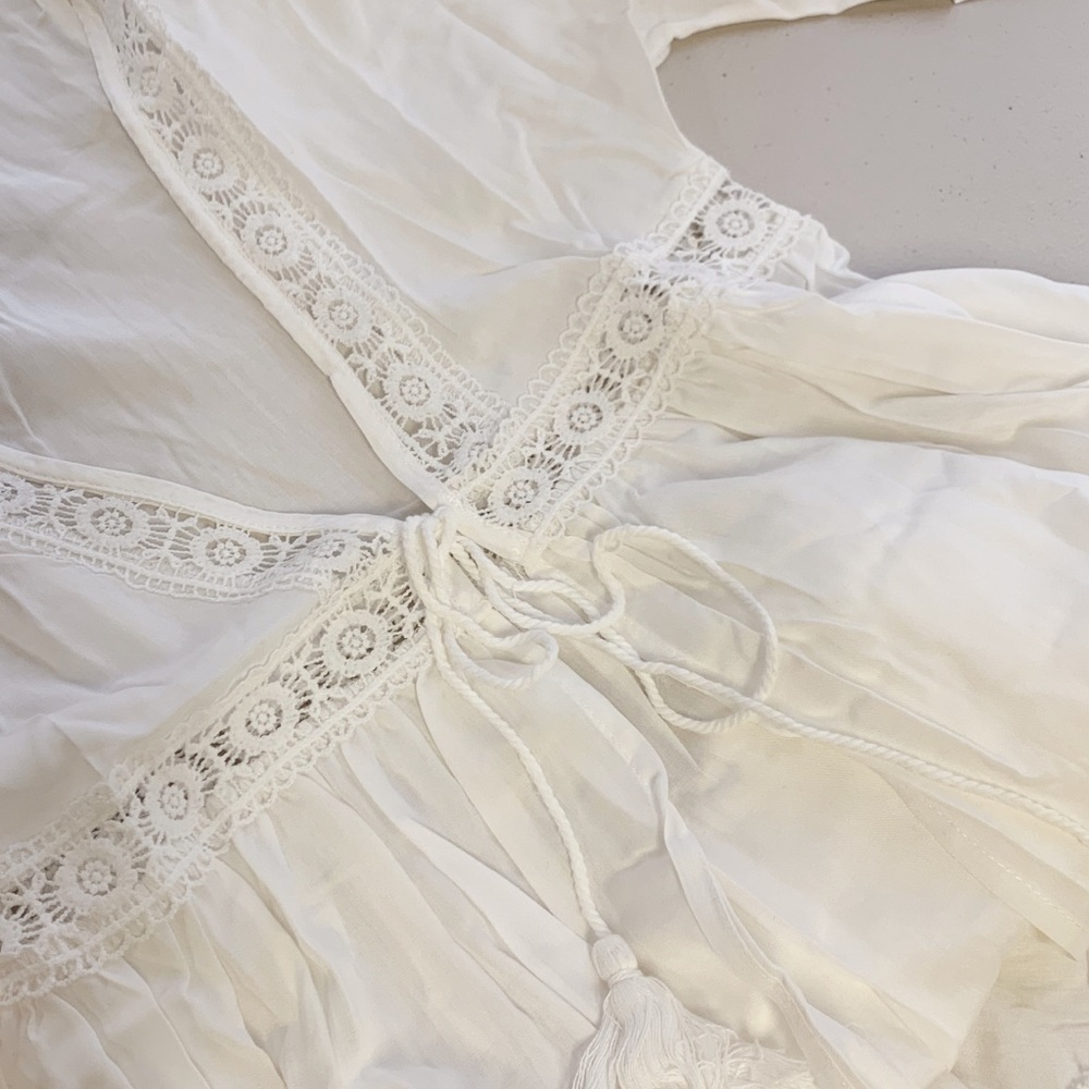 🦢White Sheer Bikini Coverup Kimono Dress - Picture 4 of 4